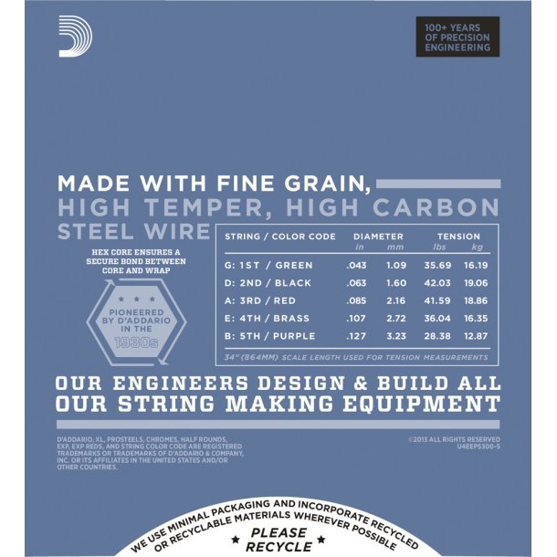 D'Addario EPS300-5, 043 - 127 (5-Strenges�t Balanced)